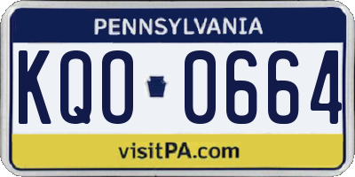 PA license plate KQO0664
