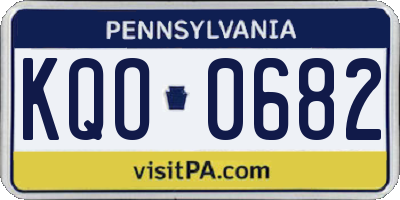 PA license plate KQO0682