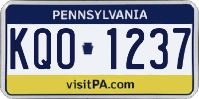 PA license plate KQO1237