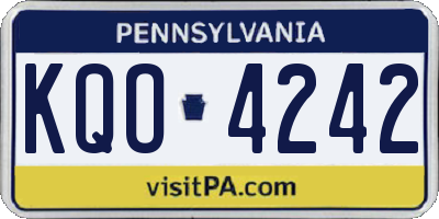 PA license plate KQO4242
