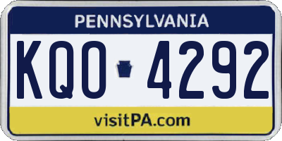 PA license plate KQO4292