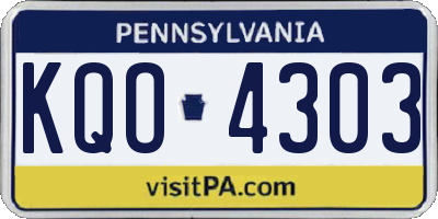 PA license plate KQO4303