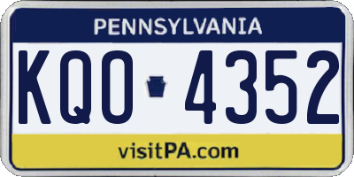 PA license plate KQO4352
