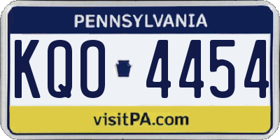 PA license plate KQO4454