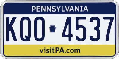 PA license plate KQO4537