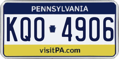 PA license plate KQO4906