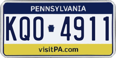 PA license plate KQO4911