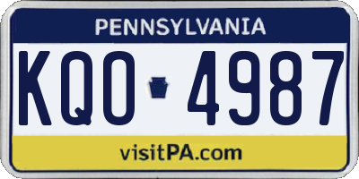 PA license plate KQO4987