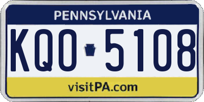 PA license plate KQO5108