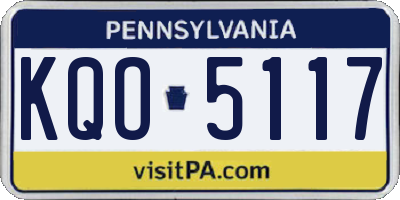 PA license plate KQO5117