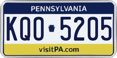 PA license plate KQO5205