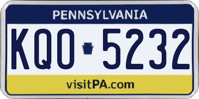 PA license plate KQO5232