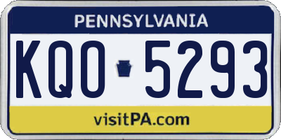 PA license plate KQO5293
