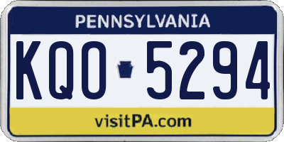 PA license plate KQO5294