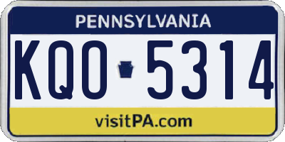 PA license plate KQO5314