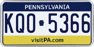 PA license plate KQO5366