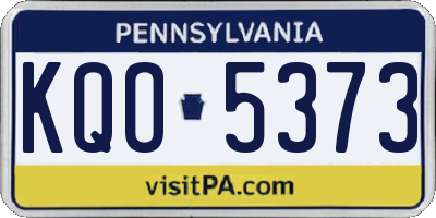 PA license plate KQO5373