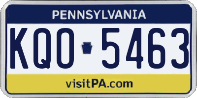 PA license plate KQO5463