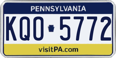 PA license plate KQO5772