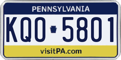 PA license plate KQO5801