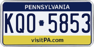 PA license plate KQO5853