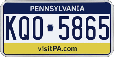 PA license plate KQO5865
