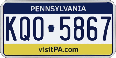 PA license plate KQO5867
