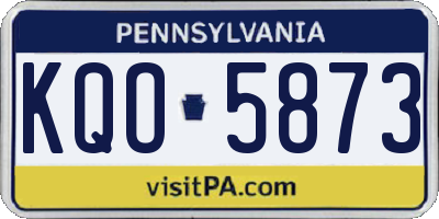 PA license plate KQO5873