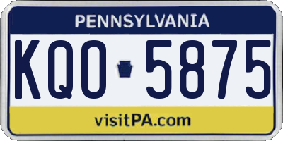 PA license plate KQO5875