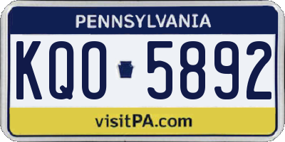 PA license plate KQO5892