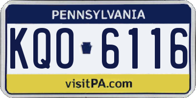 PA license plate KQO6116