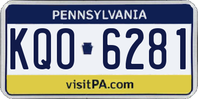 PA license plate KQO6281