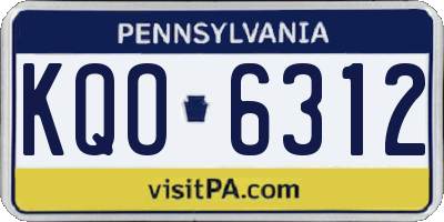 PA license plate KQO6312