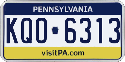 PA license plate KQO6313