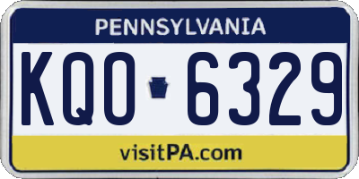 PA license plate KQO6329