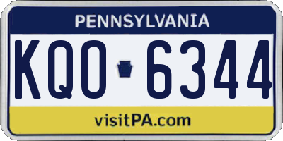 PA license plate KQO6344