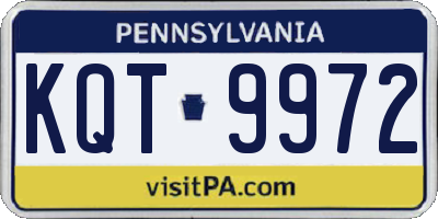 PA license plate KQT9972