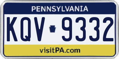 PA license plate KQV9332