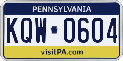 PA license plate KQW0604