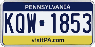 PA license plate KQW1853