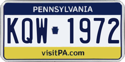 PA license plate KQW1972