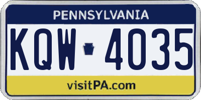 PA license plate KQW4035