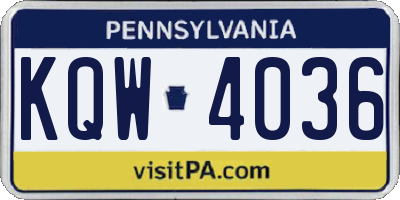 PA license plate KQW4036
