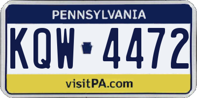 PA license plate KQW4472