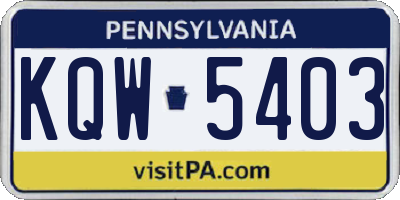 PA license plate KQW5403