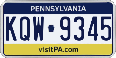 PA license plate KQW9345