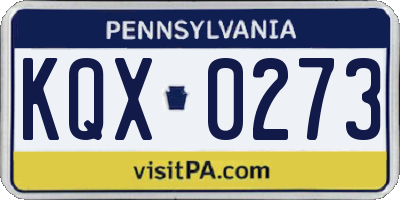 PA license plate KQX0273
