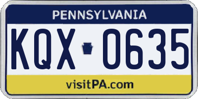 PA license plate KQX0635