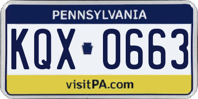 PA license plate KQX0663