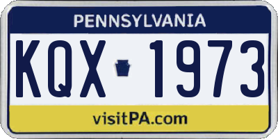 PA license plate KQX1973
